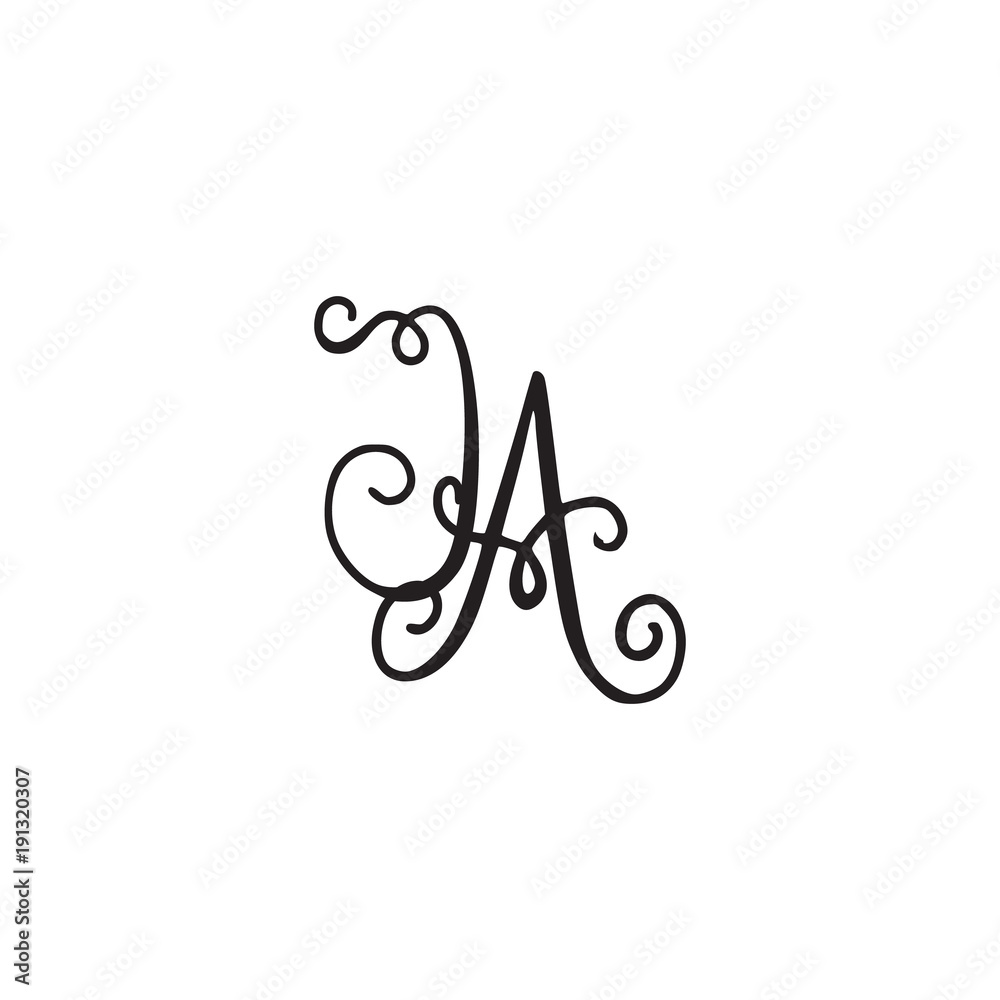 Handwritten monogram JA icon Handwritten monogram JA icon