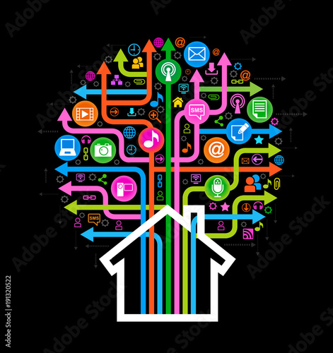 Tree of social network with a house