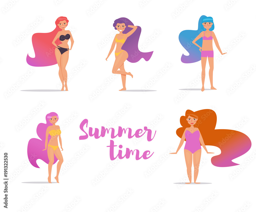 Womans in a swimsuits. Vector Womans in a swimsuits. Vector