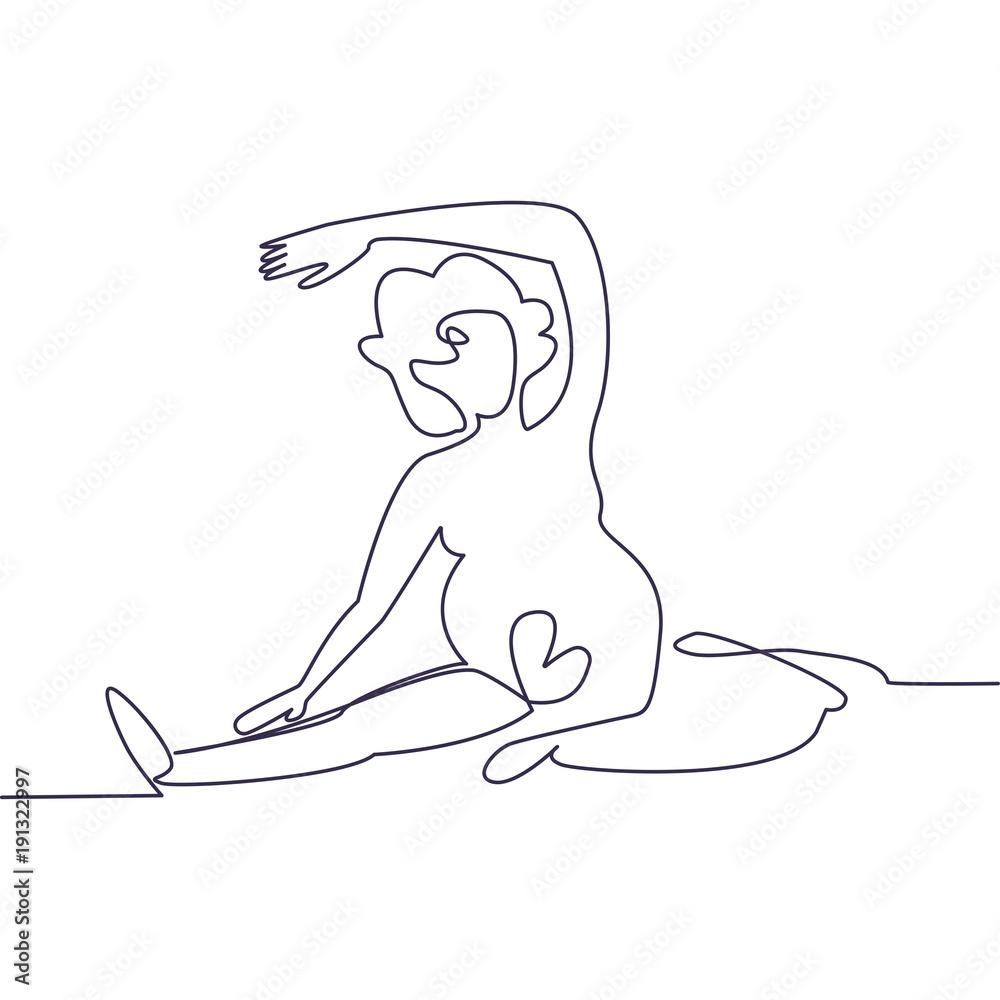 One continuing line. Yoga for pregnant One continuing line. Yoga for pregnant