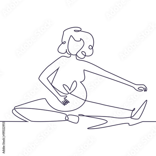 One continuing line. Yoga for pregnant