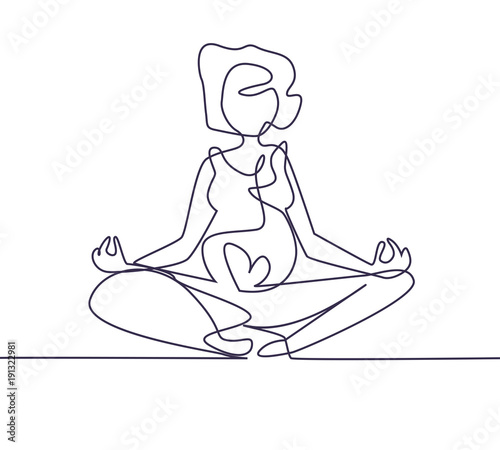 One continuing line. Yoga for pregnant