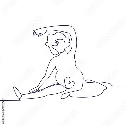 One continuing line. Yoga for pregnant