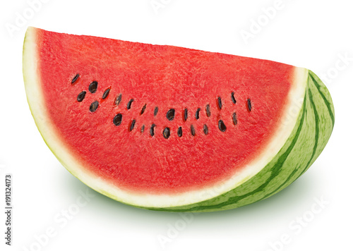 Slice of tasty watermelon on a white background.