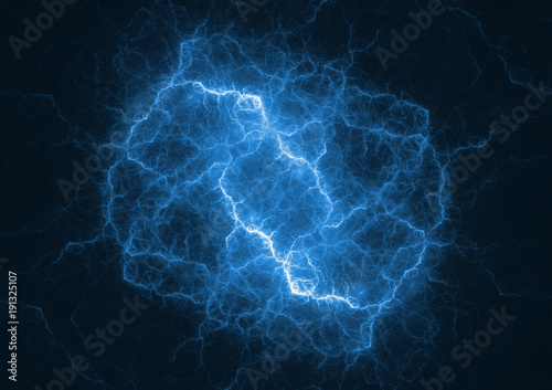 Blue plasma cloud, storm and lightning abstract