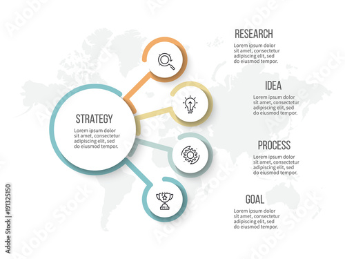 Business infographic. Organization chart with 4 options. Vector template.