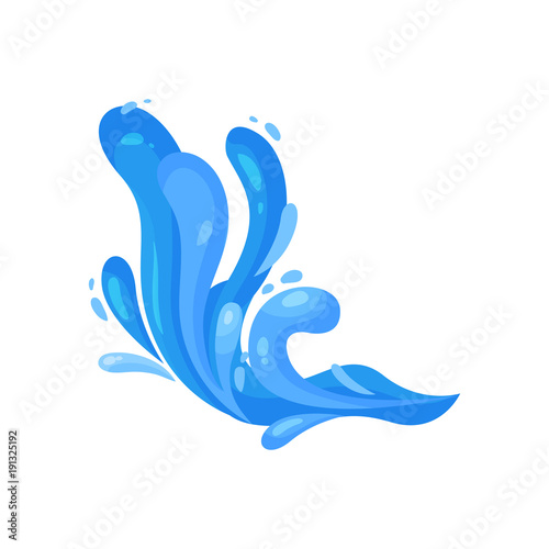Blue ocean or sea wave, powerful water stream, wavy symbol of nature in motion vector Illustration