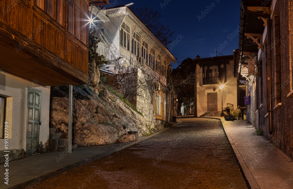 Gurzuf's antiquity (Kirova street in Gurzuf, Crimea before dawn)