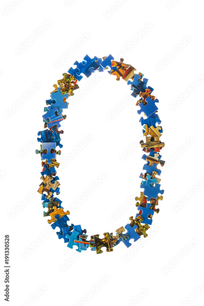 Number 0 made of puzzle pieces Number 0 made of puzzle pieces