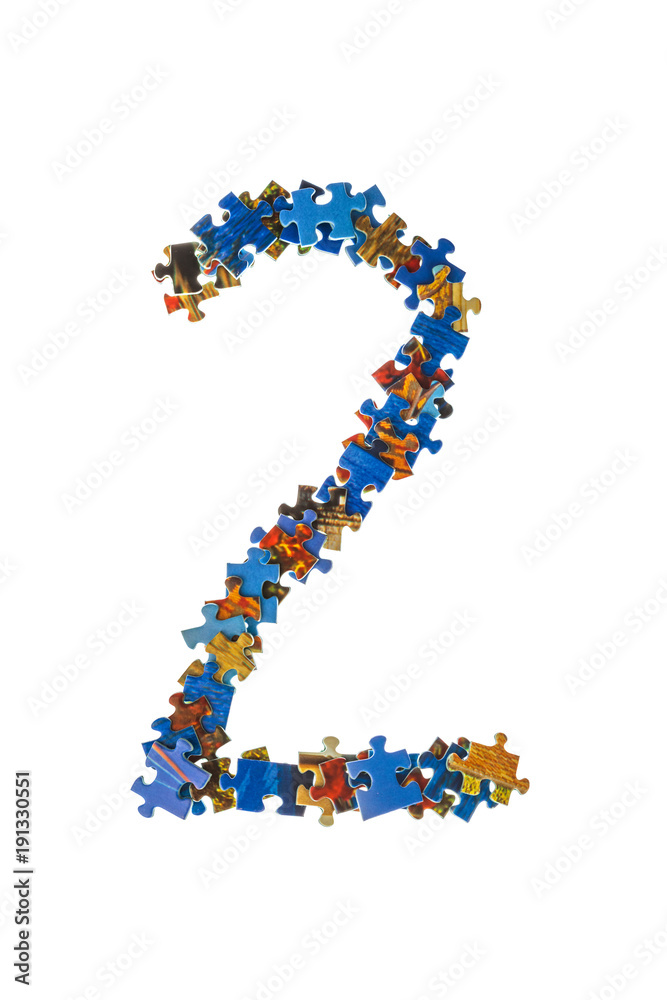 Number 2 made of puzzle pieces Number 2 made of puzzle pieces