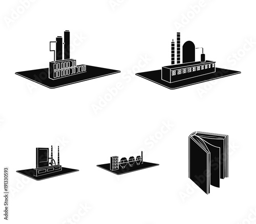 Processing factory,metallurgical plant. Factory and industry set collection icons in black style isometric vector symbol stock illustration web.