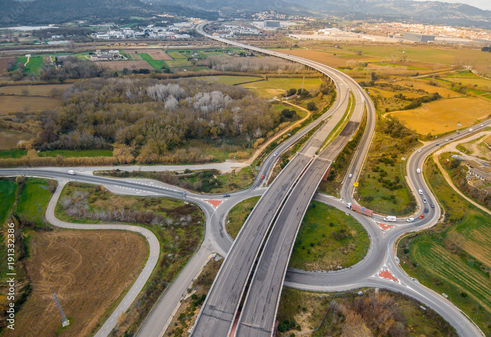 Photography aerial of a highways with little traffic