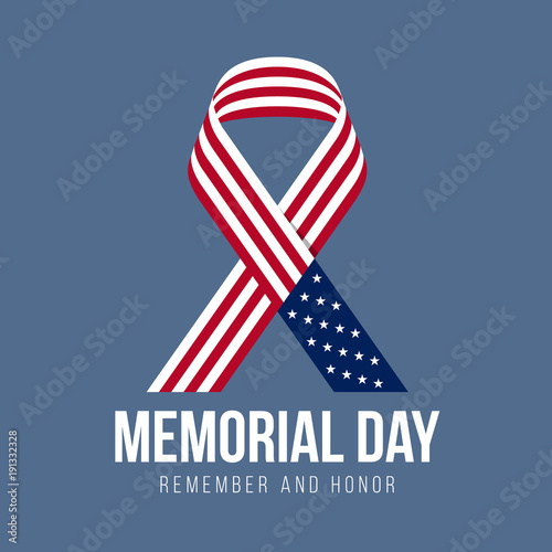 Memorial day banner with United States ribbon sign vector design