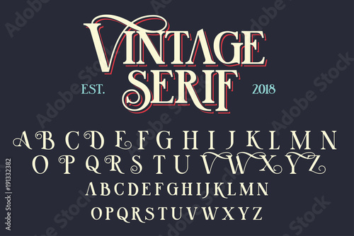 Vintage serif lettering font