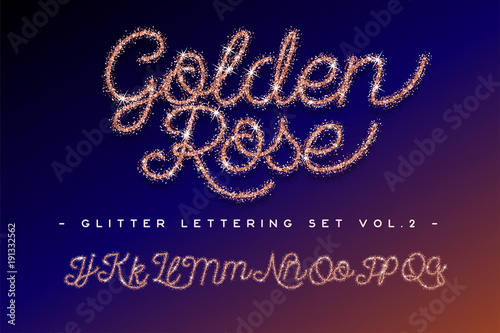 Glitter rose Gold Handwritten alphabet