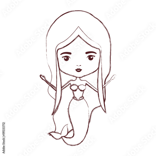 mermaid in brown blurred silhouette vector illustration