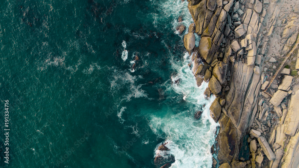 Waves and Rocks - aerial 