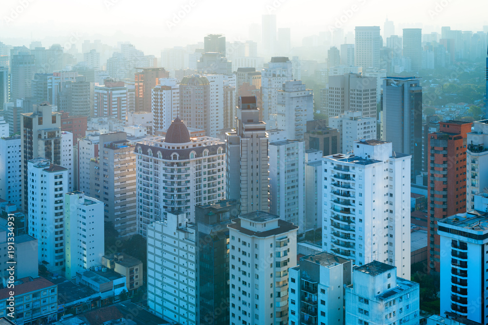 Panoramic view residential buildings at Sao Paulo, Brazil, South America