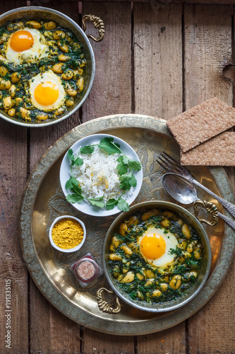 Baghali ghatogh - Iranian dish made with bean, dill, and Eggs. photo
