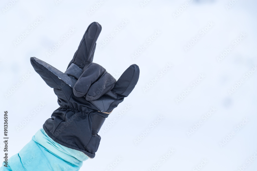 Hand in winter glove gesture Hand in winter glove gesture