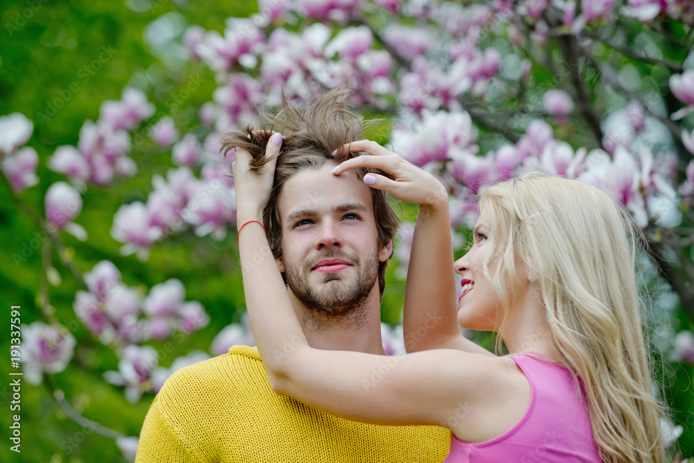 Man and woman in spring, easter. Man and woman in spring, easter.