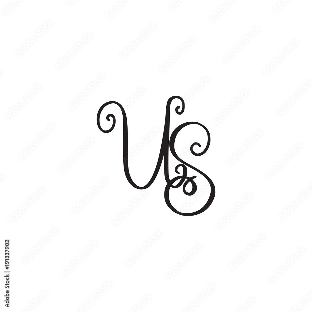 Handwritten monogram US icon Handwritten monogram US icon