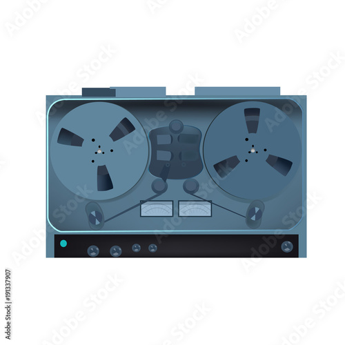 Retro tape recorder isolated on white background. Old fashion tape recorder in vector.