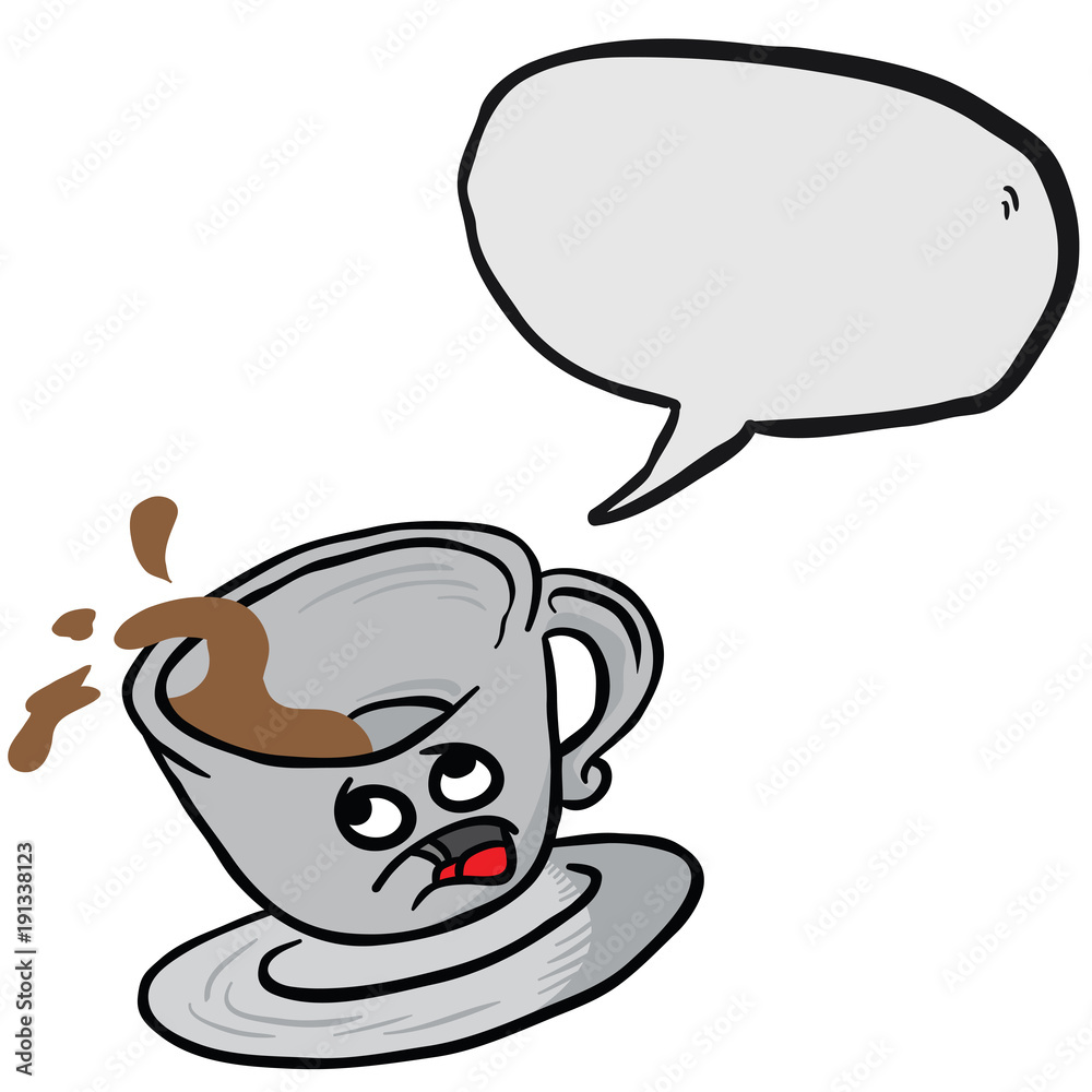 afraid coffee cup spill bubble