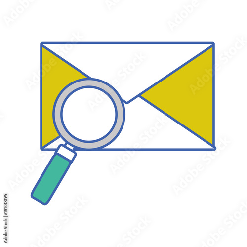 e-mail letter message with magnifying glass