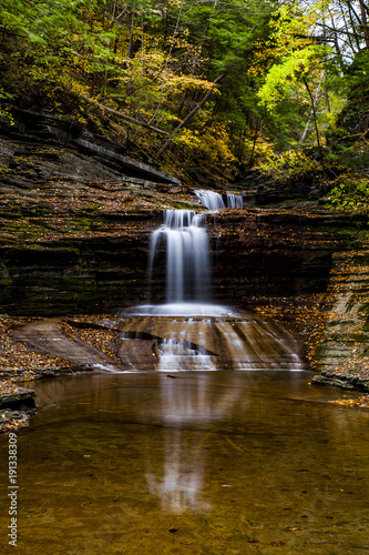 Buttermilk Falls State Park - Cascade in Autumn Colors - Ithaca  New York