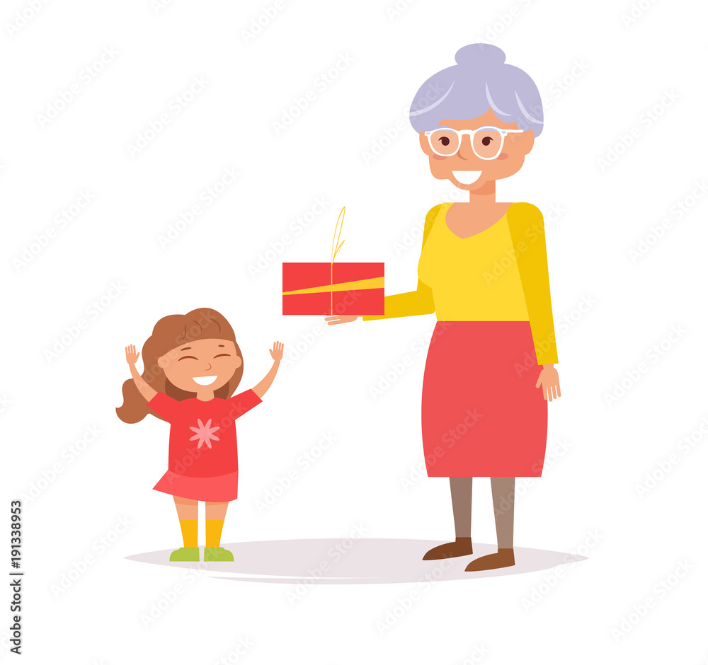 Grandmother gives granddaughter gift Grandmother gives granddaughter gift
