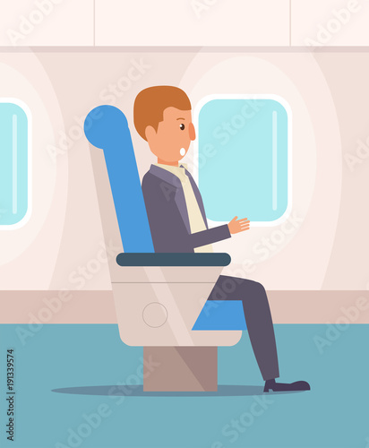 Fear of flying. Vector. Cartoon.