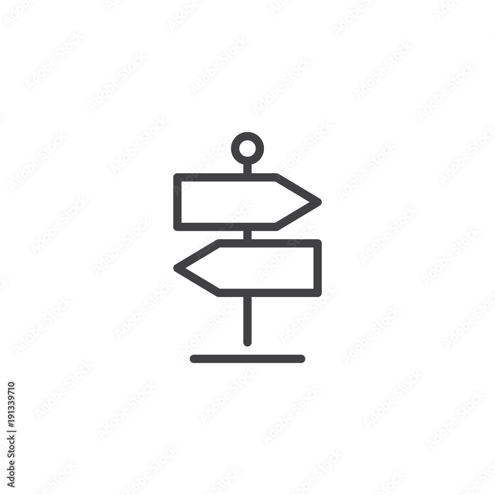 Signpost line icon, outline vector sign, linear style pictogram isolated on white. Direction pointer symbol, logo illustration. Editable stroke Signpost line icon, outline vector sign, linear style pictogram isolated on white. Direction pointer symbol, logo illustration. Editable stroke