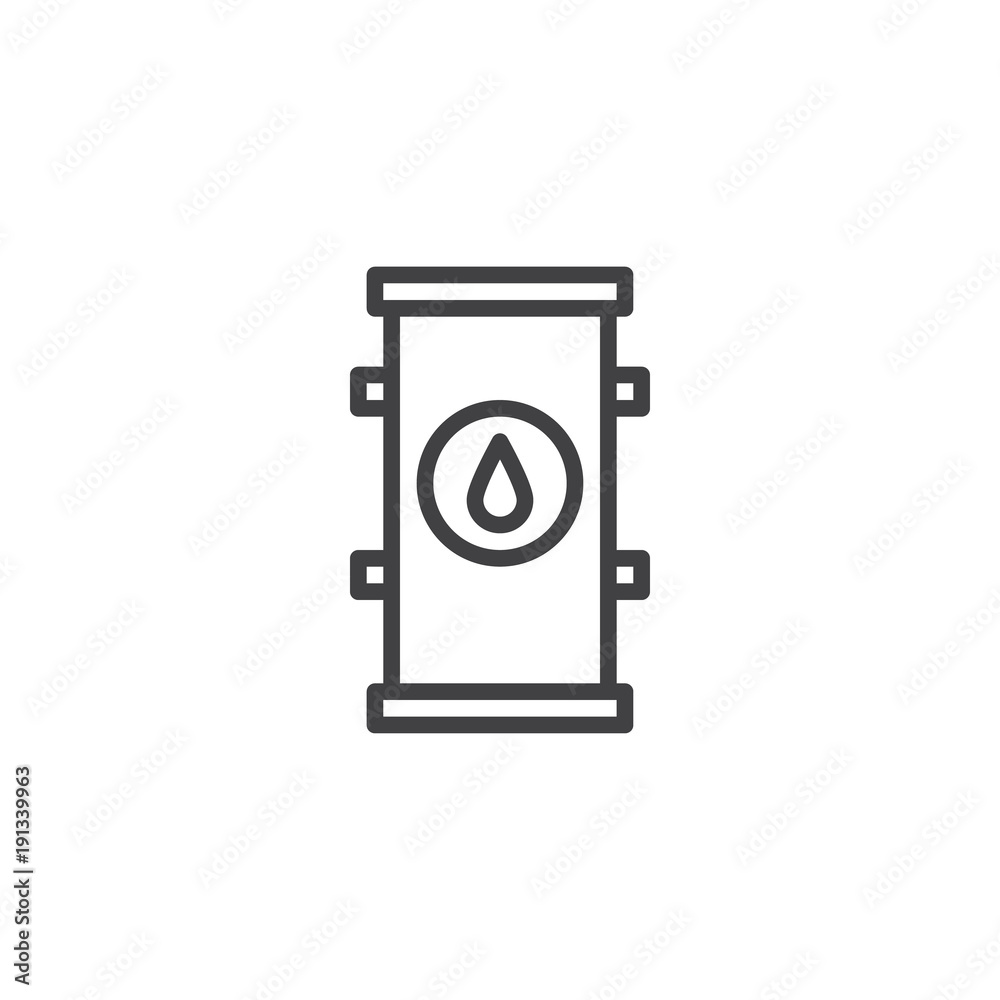 Oil barrel line icon, outline vector sign, linear style pictogram isolated on white. Symbol, logo illustration. Editable stroke Oil barrel line icon, outline vector sign, linear style pictogram isolated on white. Symbol, logo illustration. Editable stroke