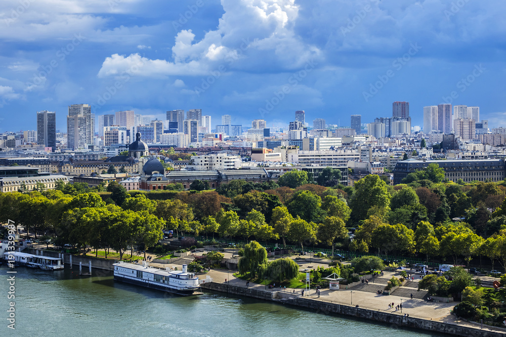 Aerial view of Paris before the storm. France. Aerial view of Paris before the storm. France.