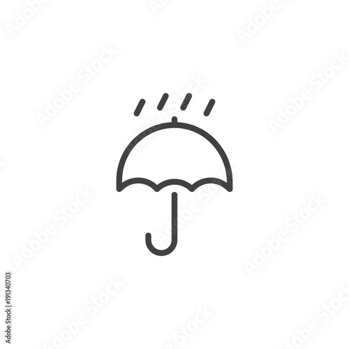 Packaging sign keep dry with umbrella and drops line icon, outline vector sign, linear style pictogram isolated on white. Keep dry symbol, logo illustration. Editable stroke