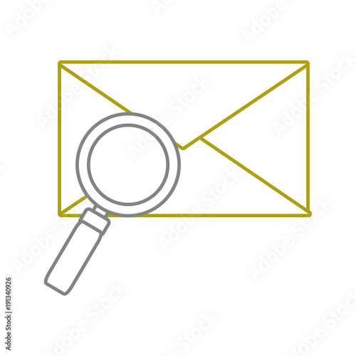yellow line e-mail letter message with magnifying glass