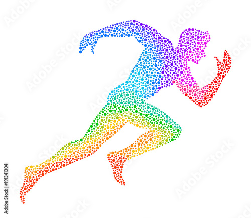 Rainbow runner on a white background