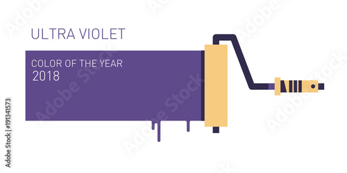 Color of the year 2018. Ultra Violet on paint roller.