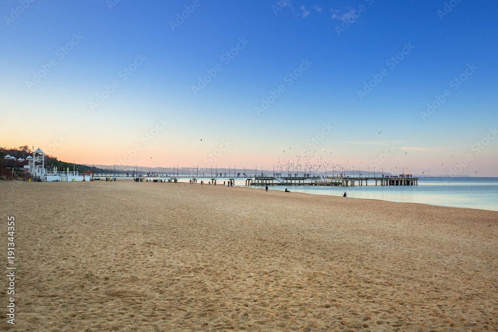 Beautiful Baltic Sea beach in Gdansk at dusk, Poland Beautiful Baltic Sea beach in Gdansk at dusk, Poland