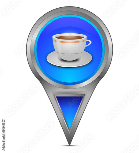 Map pointer with a Cup of Coffee - illustration