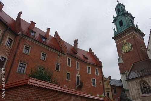John Paul II Cathedral Museum and Wawel clock tower in Krakow, Poland photo