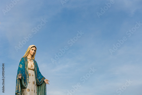 The Blessed Virgin Mary in front of the Roman Catholic Diocese, public place in Chanthaburi, Thailand.