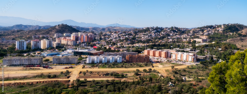 Panoramic view of Malaga city, Spain.