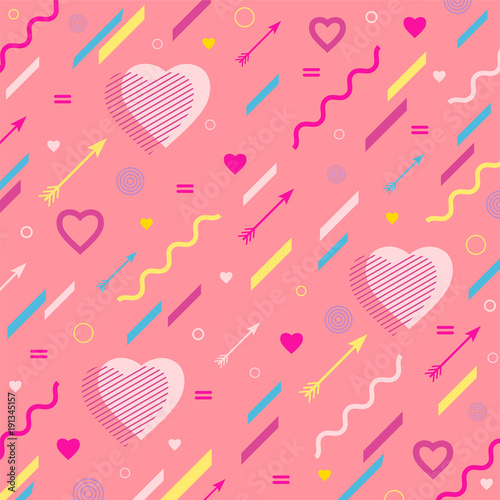 The  pastel background  with hearts  and arrows for Valentine's Day or weddings