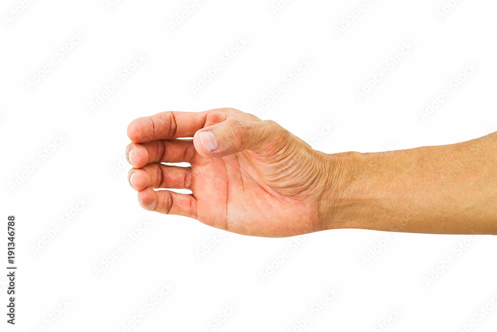 Man's hand making holding isolated on white background Man's hand making holding isolated on white background