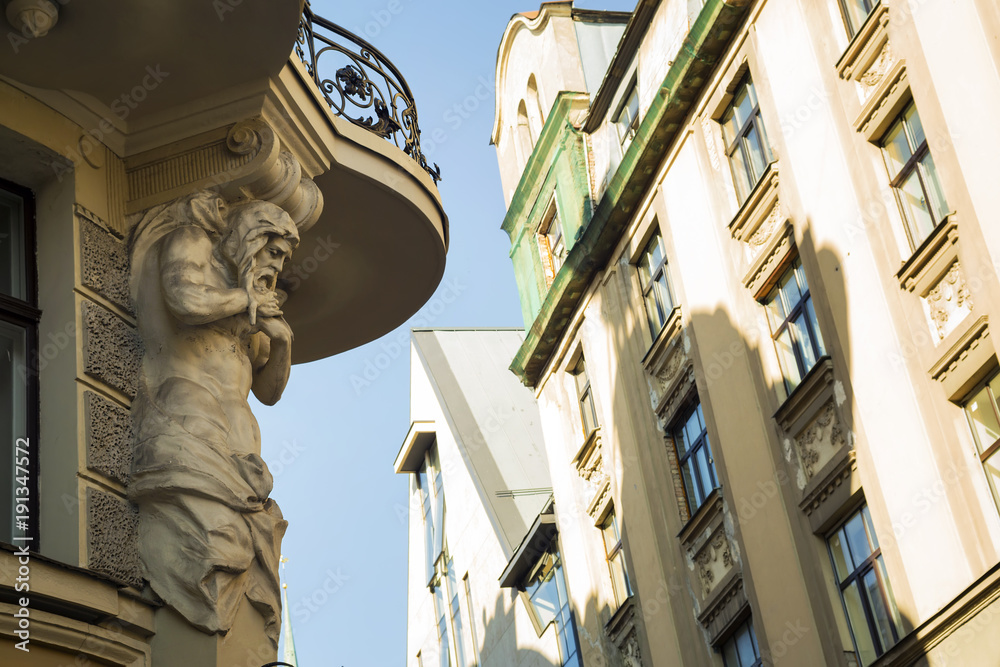 Obraz premium Empty streets of Riga old town.