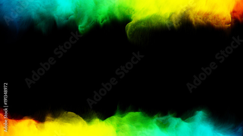 Colorful smoke on a black 3d render