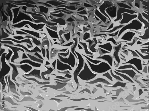 Visuel abstrait simulant du papier découpé et évoquant des personnes ou des formes en nuances de gris