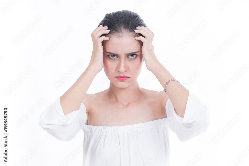 Portrait of Young woman on white background Portrait of Young woman on white background